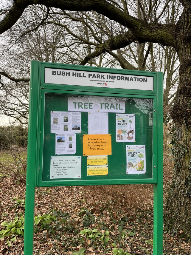 Noticeboard with tree trail information