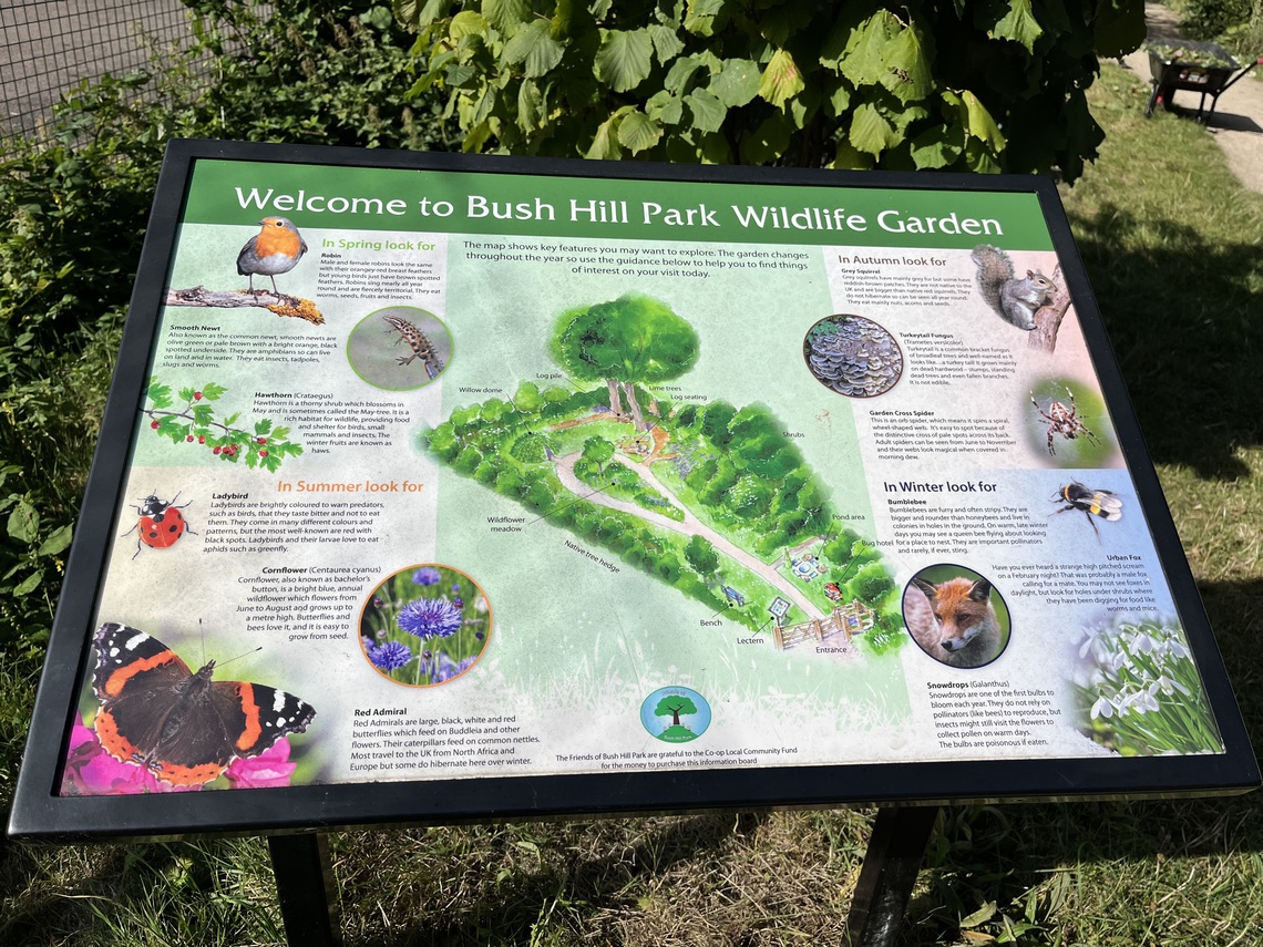 A map of the wildlife garden and what you can see there